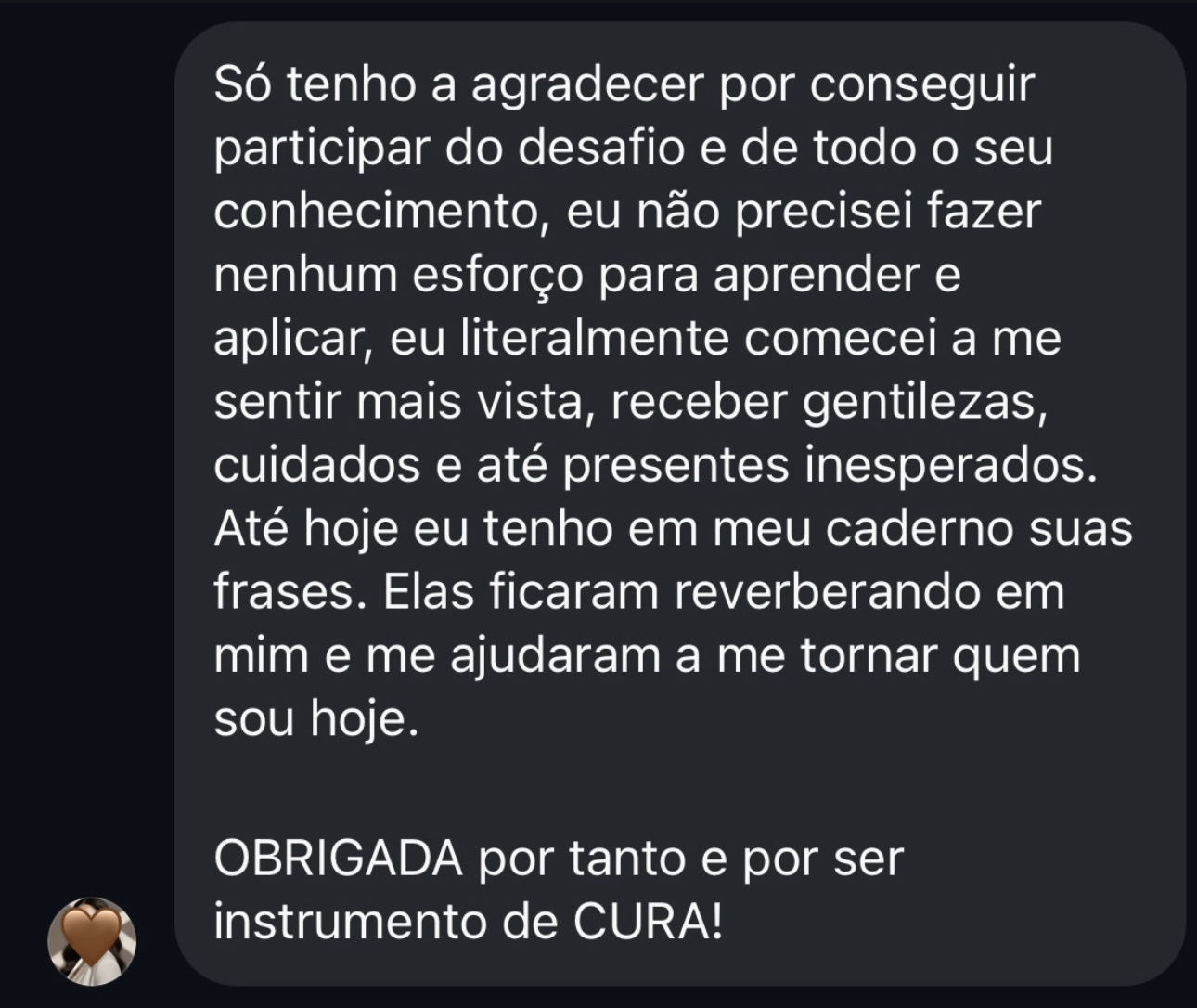 Depoimento de aluna